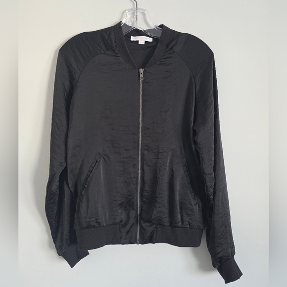 SPIRITUAL GANGSTER | Dreamer Satin Bomber Jacket Black Sz M - Picture 2 of 7